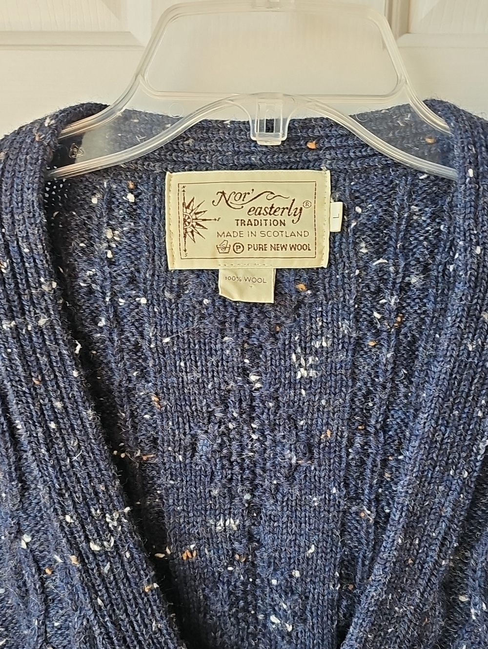 Nor'easterly Traditions Men's Navy Speckled Wool Cardigan